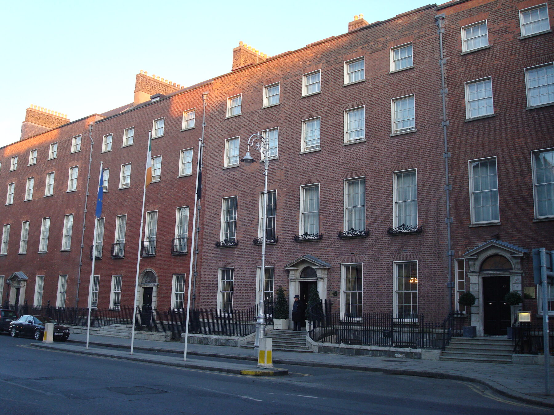 The Merrion's Georgian townhouse facade on Upper Merrion Street in Dublin